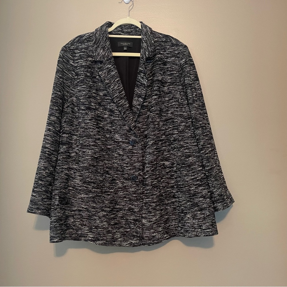 Talbots Plus Petite 22WP Black and White Blazer, EUC - Picture 4 of 12